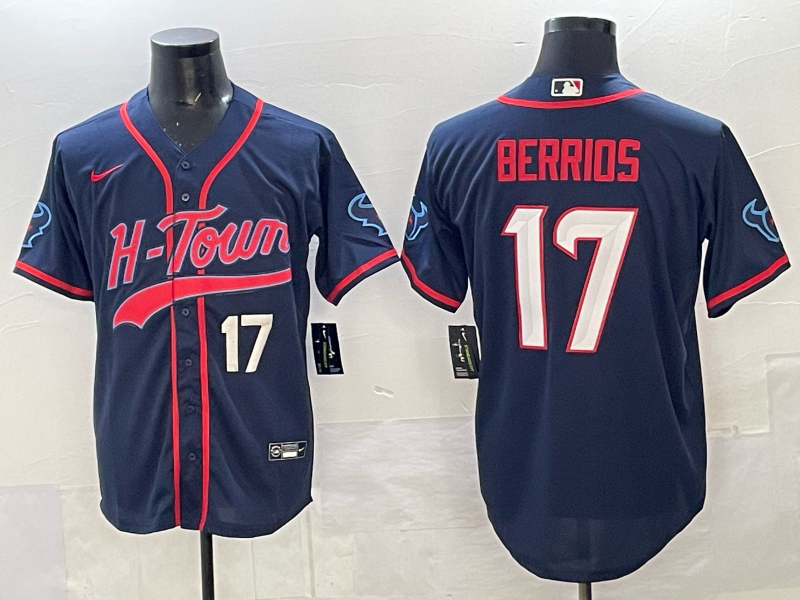 Men Houston Texans #17 Berrios blue Nike Limited NFL 2025 Jersey 001